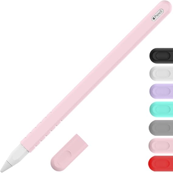 YINVA Grip Holder Case Compatible with Apple Pencil Pro/ 2nd Generation, Sleeve Cover Skin Accessories Compatible with iPad Pencil 2 Gen with Nib Cap (Pink)