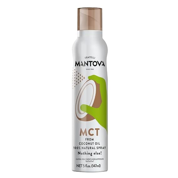 Mantova Coconut Oil, 100% Pure Cooking Oil Spray, perfect for healthy Keto snacks, baking, grilling, seasoning, or cooking, our oil dispenser bottle lets you spray, drip, or stream with no waste, 5 oz