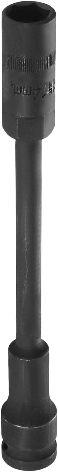 sourcing map Deep Thin Wall 6 Point Impact Socket 1/2" Drive 14mm Socket 8" Extra Long Metric CR-V Steel Spindle Axle Hex Sockets for Machine Shaft Nuts Bolts Repair, Black