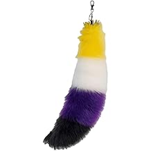 Therian Tail, Rainbow Gay Pride Tail Keychain, Fluffy Furry Tail, Tail Cosplay Toy for Handbag Backpack Hanging Decor