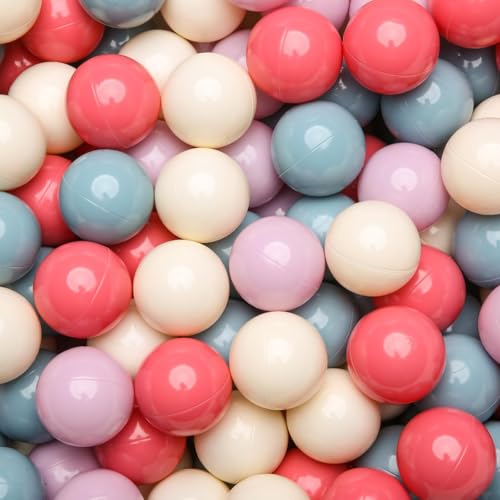GOGOSO Ball Pit Balls for Toddler, Baby Plastic Playballs Kids Soft Pastel Pelotas Non-Toxic BPA-Free,Cream PinkBluePurpleWhite,100 Balls