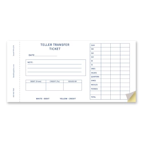 Teller Transfer Ticket DebitCredit Pack of 100 2 Copies Each Form