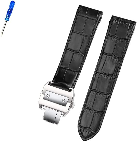 Premium Leather Strap Accessories for Cartier Santos 100 Men and Women Leather Strap 20mm 23mm (Color : 26mm, Size : 23mm)