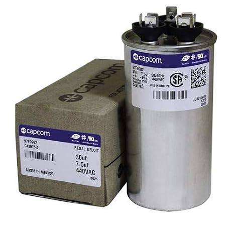 97F9882 30 + 7.5 uf MFD 440 Volt VAC - Replacement Round Run Capacitor