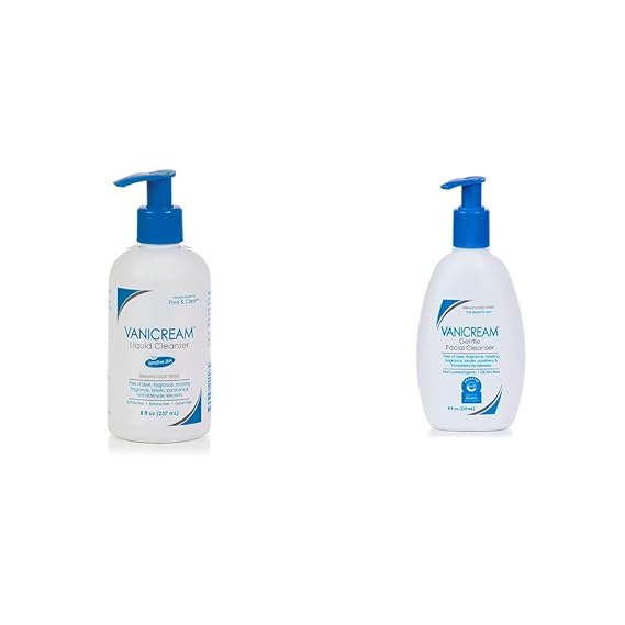 Vanicream Liquid Cleanser - 8 fl oz Unscented, Gluten-Free Formula for Sensitive Skin & Gentle Facial Cleanser with Pump Dispenser - 8 fl oz
