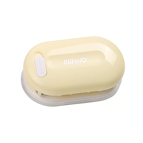 KW - Trio 3 - Hole Paper Punch, Handheld Mini Loose Leaf Puncher, 5.5mm Aperture with 5 Sheet Capacity, Portable 3 Hole Puncher for Binder Notebook Scrapbook Diary Planner Calendar (Yellow)