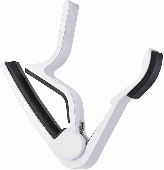 Dioche Wffdaa 6 String Portable Tune Clamp Handheld Tuner Capo for Folk Guitar - Lightweight Metal Design with Comfortable Grip - Fast Change Mechanism (White)