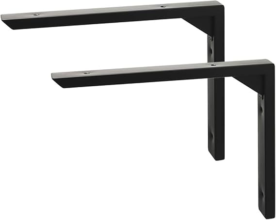 Mooche 2Pcs Shelf Bracket Black,Heavy Duty Wall Brackets for Shelves 8 Inch