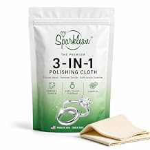SPARKLEAN Jewelry Polishing Cloth 3-in-1: Polishes Metal, Removes Tarnish & Buffs Scratches on Acrylic/Plexiglass Sterling Silver, White Gold, Yellow Gold, Brass, Copper Violins Made in USA