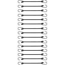 Mini Bungee Cord with Hooks 4 Inch, High Elastic Rubber with UV Resistant Polypropylene Fiber, Plastic Coated, Without Sharp Hook End, 15 Piece