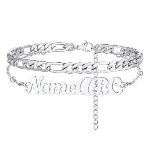 FindChic Custom Ankle Bracelets for Women, Stainless Steel FigaroCubanWheatRopeHerringbone Chain Anklets, Beach Foot Jewelry 8.5-10.5 Adjustable & Waterproof, with Gift Box