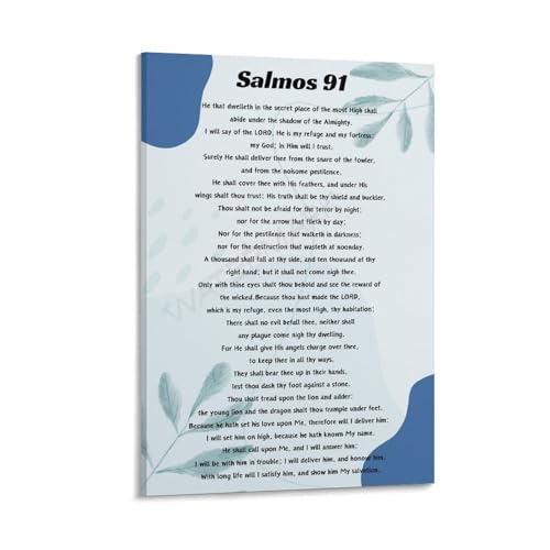Generic Salmo 91 Poster Spanish Bible Verse Spanish Psalm 91 Poster Canvas Painting Posters And Prints Wall Art Pictures for Living Room Bedroom Decor 08x12inch20x30cm Frame-style
