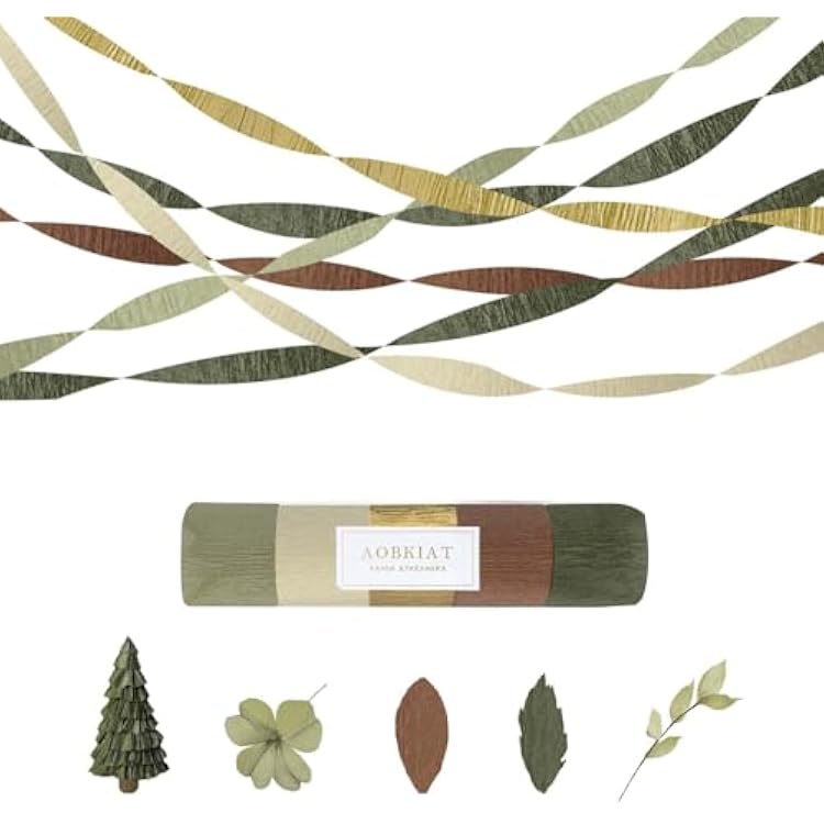 AOBKIAT Baby Shower Decorations,Sage Green Streamers Party Decorations,5 Rolls Crepe Paper for Boho Wedding,Bachelorette,Birthday,Woodland Baby Shower,Christmas,New Year