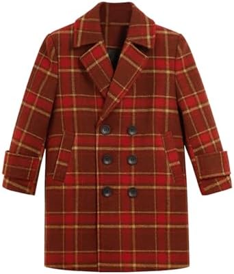 Little and Big Boys Formal Blazers Plaid Casual Flannel Trench Coat Button Down Suit Jackets Fleece Lined Coats