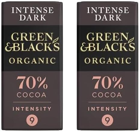 Green & Black 70% Dark Chocolate Bar 90g (Pack of 2), Richer and Creamier Taste