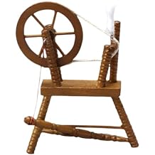 Toyvian Dollhouse Miniature Spinning Wheel, 1:12 Scale Vintage Wooden Reeling Machine Model Figurine Tiny Retro Weaving Furniture Accessories for Fairy Garden Micro Landscape