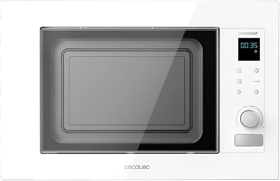 Cecotec GrandHeat 2090 Built-In Touch White 21 Litre Microwave with Grill 1200 W, Digital, Touch, 8 Functions, Timer, Ceramic Coated Interior, White