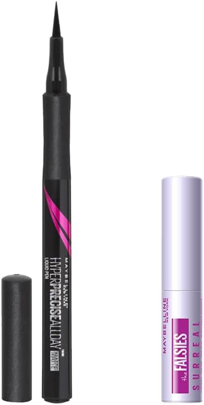 Maybelline New York Hyper Precise All Day Eyeliner 701 Matte Onyx (Mat Siyah) & Mini Falsies Surreal Maskara 4.7 ml Makyaj Seti