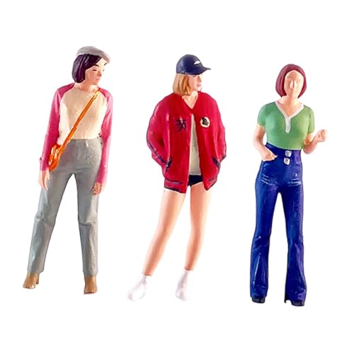 3Pcs 1:64 Diorama Women Figures Layout Display Collection People Models Miniature Characters for Photo Props Micro Landscapes