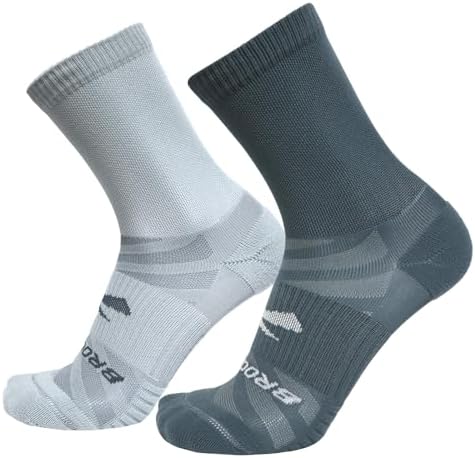 Brooks Ghost Lite Crew Socks I Performance Running, Comfort Fit with Arch Support for Men & Women 2-Pack Set
