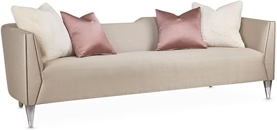 Linea 100" Wide Sofa with Accent Pillows - Metallic/Silver Mist