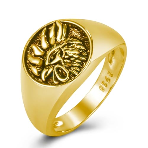 Phoenix Bird Ring for Men, Chicken Rooster Ring, Gold Plated Rings, Vint- Phoenix Signet Rings