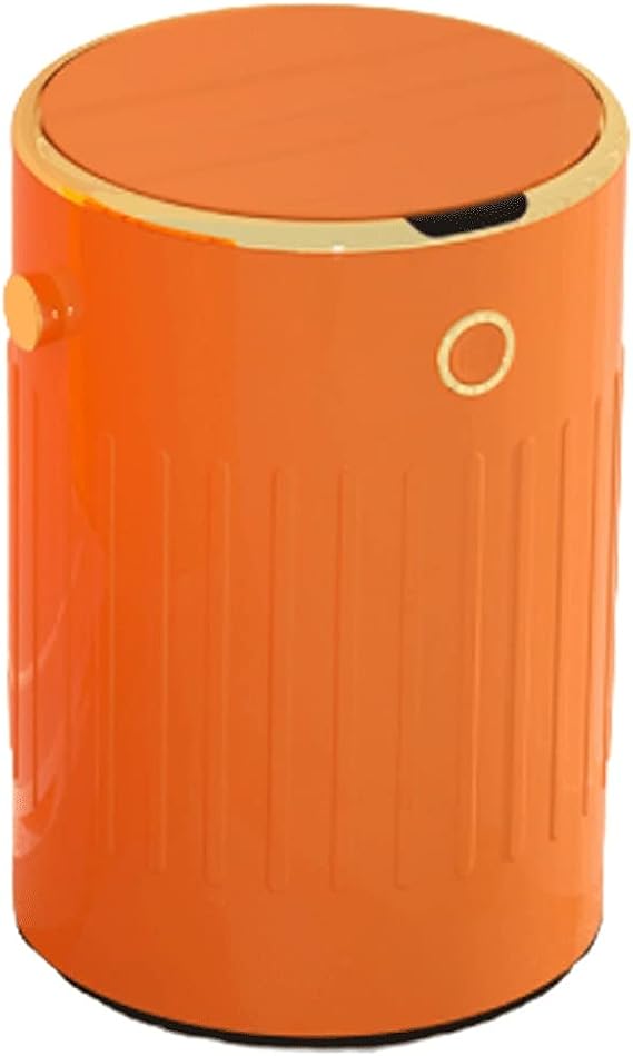 Trash Can Automatic Inductive Trash Can, Smart Touchless Motion Sensor Garbage Can,Garbage Bin with Lid for Kitchen Office Bedroom Wastebasket (Color : Stripe-Orange)