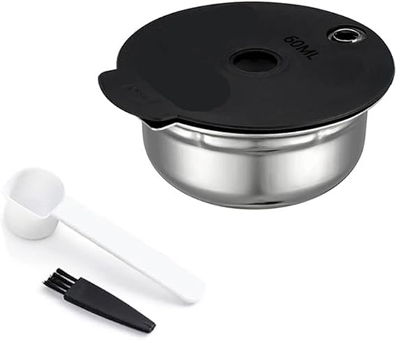 Compatible For Bosch,Compatible For Tassimo,SUNY HAPPY VIVY Refillable Coffee Filters Stainless Steel Coffee Capsule Pod Silicone Cover 60/180/200/220ml(60ml 1pcs)