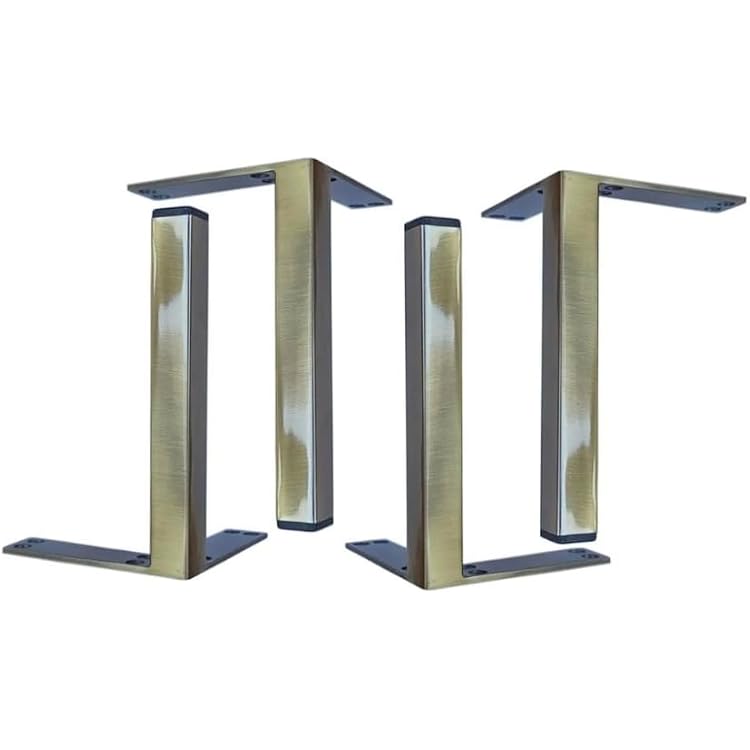 8 Square Metal Furniture Legs Antique Brass Finish, Replacement Sofa Couch Cabinet Feet, Set of 4 PCs
