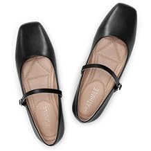 ATHMILE Mary Jane Shoes Women Ballet Flats Shoes for Women Slip on Comfortable Dressy Adjustable Strap for Work Office Business Casual