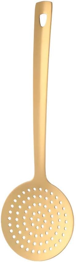 Skimmer Spoon, BuyGo Gold Slotted Spoon Strainer Ladle Stainless Steel Cooking Utensil, Comfortable Grip Design
