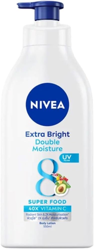 NIVEA Extra Bright Double Moisture Body Lotion, 40X Vitamin C from 8 Superfoods, Vitamin E, UV Filter, 24hr Moisture 500ml