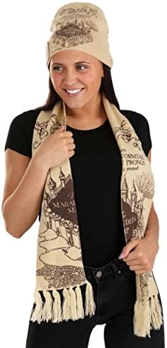 Harry Potter Marauders Map Knit Hat & Scarf Set - 100% Acrylic with Printed Graphics, One Size