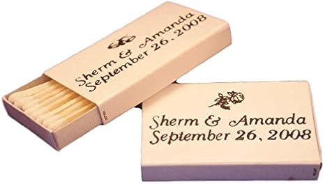 50 Personalized White Cover Wooden Match Boxes Matches