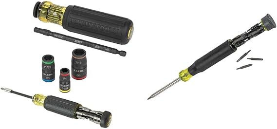 Klein Tools 80083 Impact Driver Kit with 7-in-1 Impact Flip Socket and 14-in-1 Multi-Bit & 32327 Precision Screwdriver Set, 27-in-1 Multi-Bit Screwdriver, Onboard Storage
