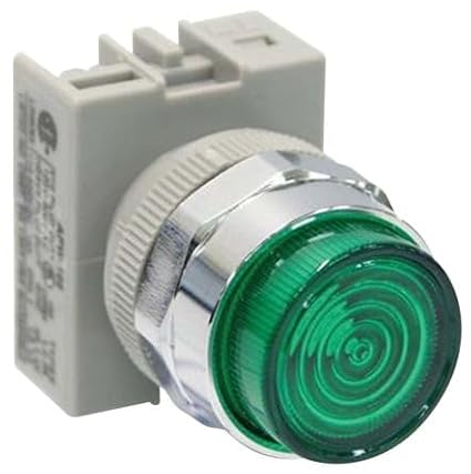 IDEC APW199D-G-24V 22 MM Diameter, 24 V AC/DC, Flat Lens, Full Voltage, Green, LED LAMP, Octagonal, Pilot Light, Standard, TW Series