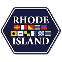 Lantern Press Sticker Rhode Island, Nautical Flags, Die Cut Vinyl, (Waterproof Decal for Cars, Water Bottles, Laptops, Coolers), Small