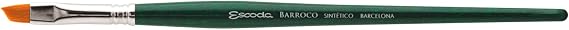 Escoda Barroco Series 1570 Artist Watercolor & Acrylic Paint Brush, Synthetic Gold Taklon Filament, Angle, Size 10