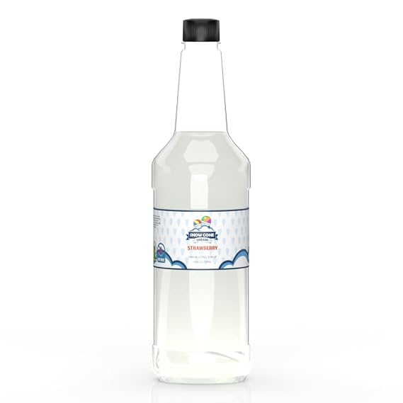 Dye Free Cane Sugar Strawberry Snow Cone and Shaved Ice Flavor Syrup | 32oz | Ready To Use