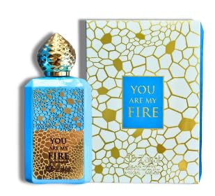 You Are My Fire Eau de Parfum,3.4 Fl Oz Luxury Fragrance With Gold Design, Blue Glass Bottle