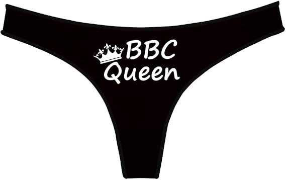 Sexy BBC Queen Novelty Thong for Women, Red with White Trim Cotton Thongs, Women's Funny Graphic Design Underwear