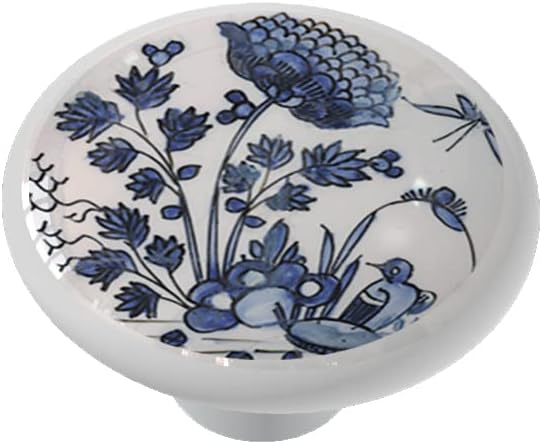 Delft Blue Bird Scenes 1 Ceramic Drawer Knob