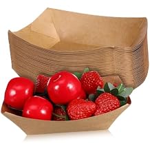 Zerodeko 50pcs Paper Trays for Snacks Sturdy Kraft Serving Boats for Bbqs Picnics and Parties Leak-resistant Design for Hot Dogs Fries and Appetizers
