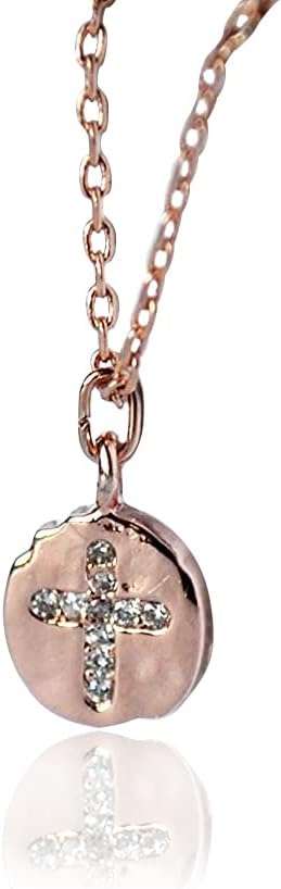 Susabella Rose Gold Cross Necklace, Baptism and First Communion, Confirmation, Godchild, Girls Cross Pendant