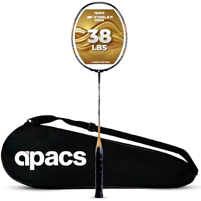 Apacs Z-Ziggler Limited Edition 38 LBS, 6.2mm Worlds Slimmest Shaft Made in Vietnam Unstrung Badminton Racket with Free Full Cover | G2-4 18 inches Gold, Graphite