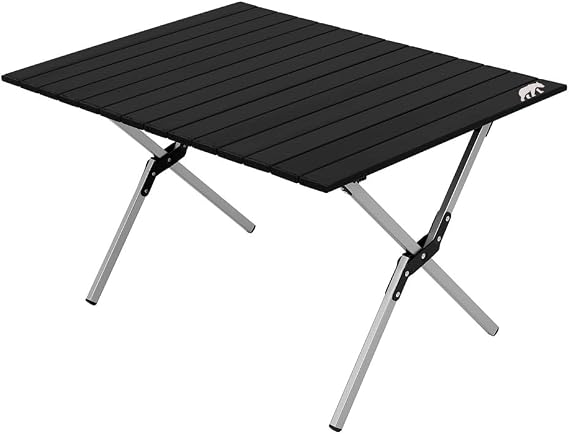 Kamp Ayısı® Alüminyum Katlanabilir Large Kamp ve Piknik Masası, Çantalı, Siyah
