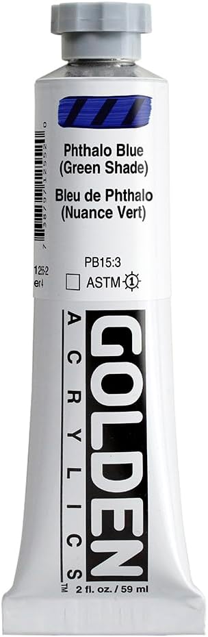 GOLDEN Heavy Body Acrylics, Phthalo Blue (Green Shade), 2 fl. oz. Tube