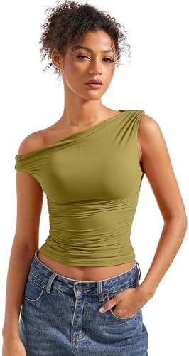 SUUKSESS Women Off Shoulder Tops Sleeveless Shirts Y2K Going Out Crop Tank Top