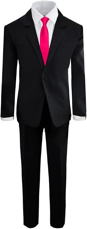 Black n Bianco Boys' Formal Black Suit with Shirt and Vest