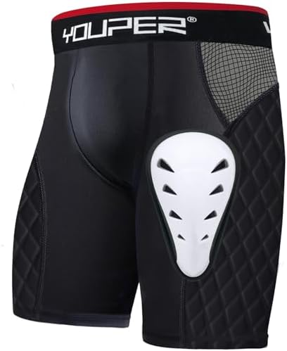 Youper Adult Elite Compression Padded Sliding Shorts wProtective Athletic Cup for Baseball, Football